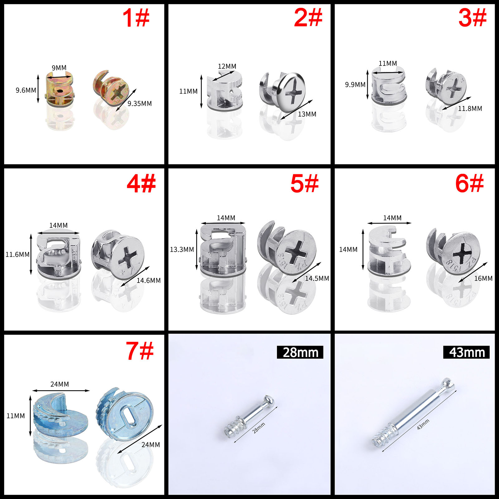 Furniture Joinery Hardware - 50 Buah 10/11/12/14/15/18/25Mm Penebalan Roda Eksentrik