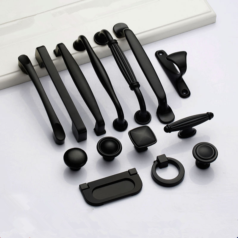 Furniture Hardware Drawer Pulls - Gagang Hitam untuk Kenop Kabinet Furnitur