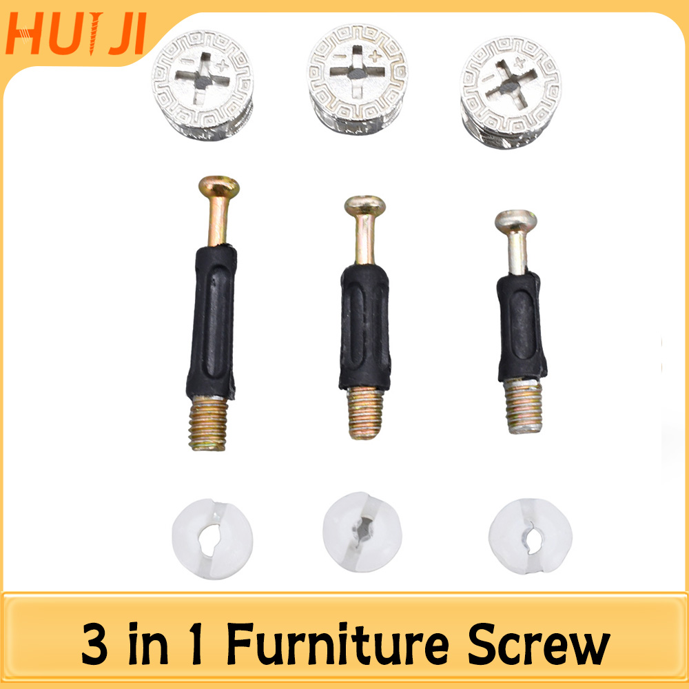 50/100 Buah 3 In 1 Konektor Fu - Furniture Joinery Hardware ulasan dan harga